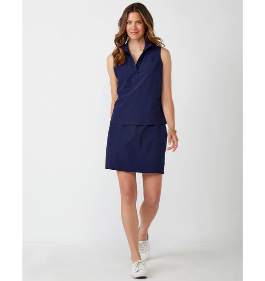 WOMEN'S CHARLIE PAIGE ZIP NECK SPORT NAVY TANK TOP