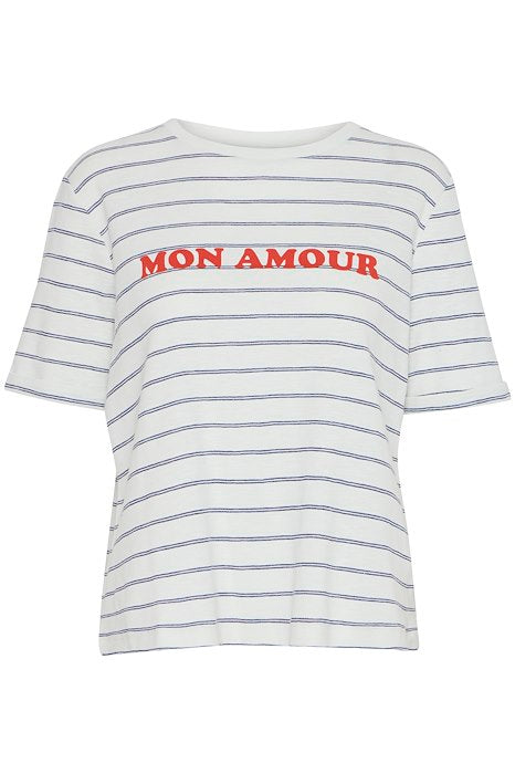 WOMEN'S ICHI NOVA MEDIEVAL BLUE SHORT SLEEVE TOP