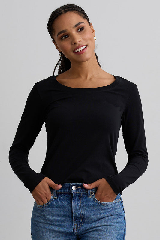 Women's Organic Scoop Neck Long Sleeve Tee