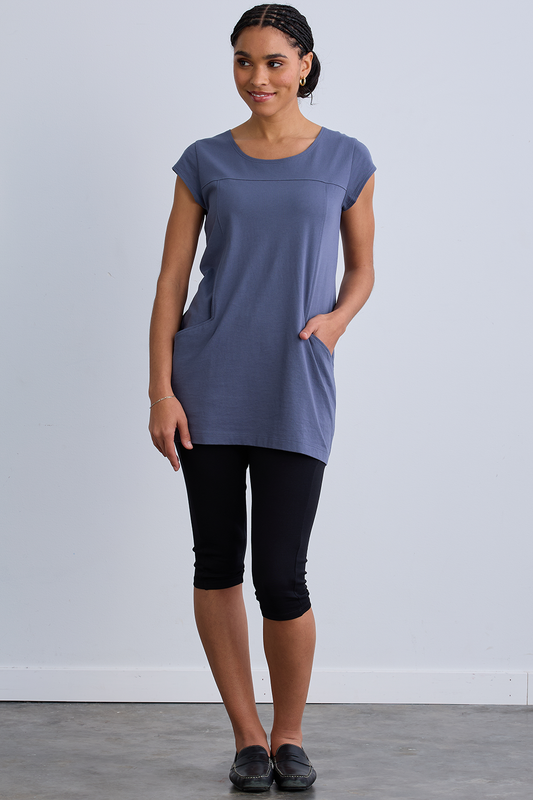 Women's Organic Cotton Cap Sleeve Tunic with Pockets