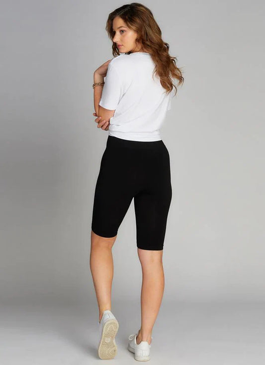WOMEN'S C'EST MOI HIGH WAISTED BAMBOO LONG SHORTS/ BLACK