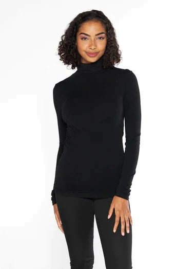WOMEN'S C'EST MOI BAMBOO TURTLE NECK/ HEATHER BLACK