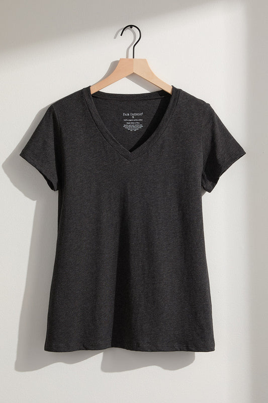 Women's 100% Organic Cotton Relaxed V-neck T-shirt