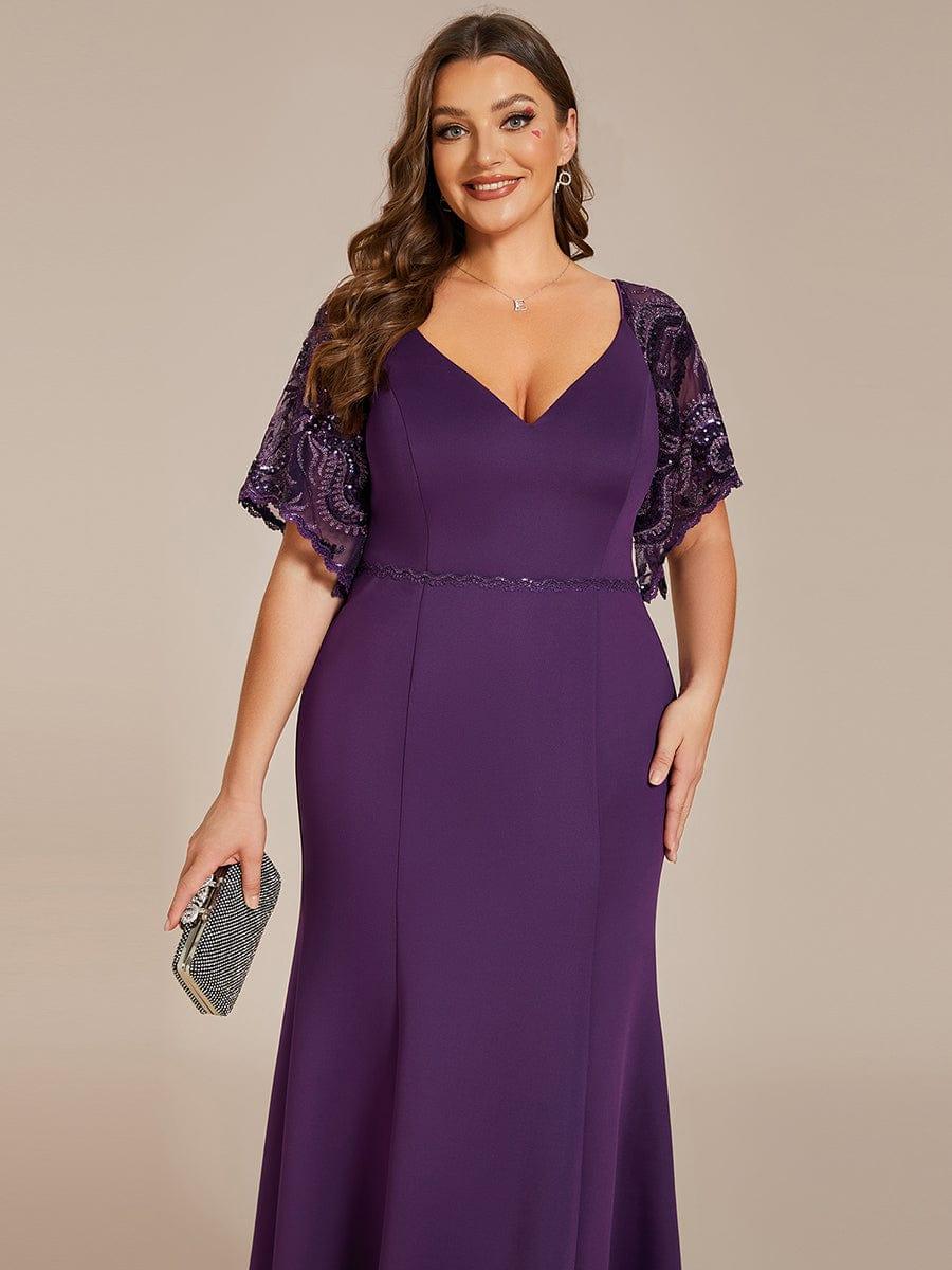 ever SLOANE|Sexy Maxi V Neck Bodycon Party Dress with Flare Sleeves(Final Sale)