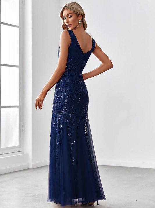 ever ORIEL|Women's Double V-Neck Fishtail Sequins Evening Dress