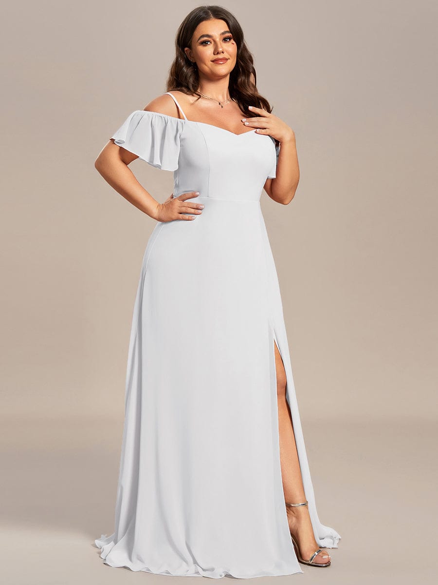 ever REYA|Stylish Cold-Shoulder Floor Length Bridesmaid Dress with Side Slit