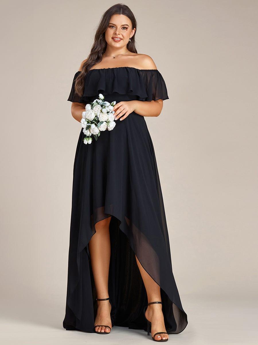 Chiffon Off-The-Shoulder High Low Bridesmaid Dress(Final Sale)