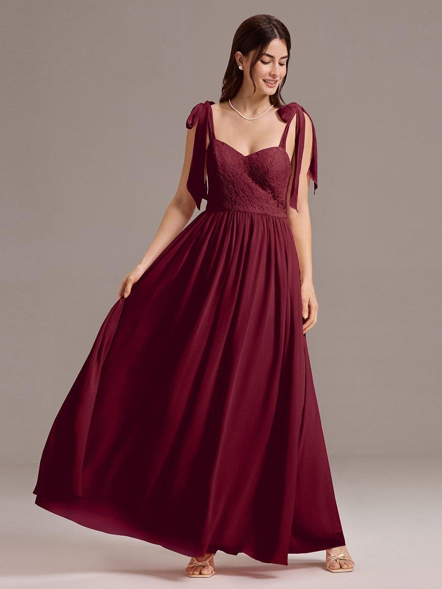 ever FRANCIE|U Shaped Back Tie Strap Lace Maxi Bridesmaid Dresses