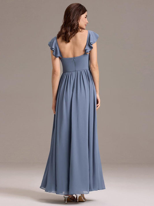 ever CLARKE|A-line Sweetheart Neck Chiffon Maxi Bridesmaid Dress With Ruffle