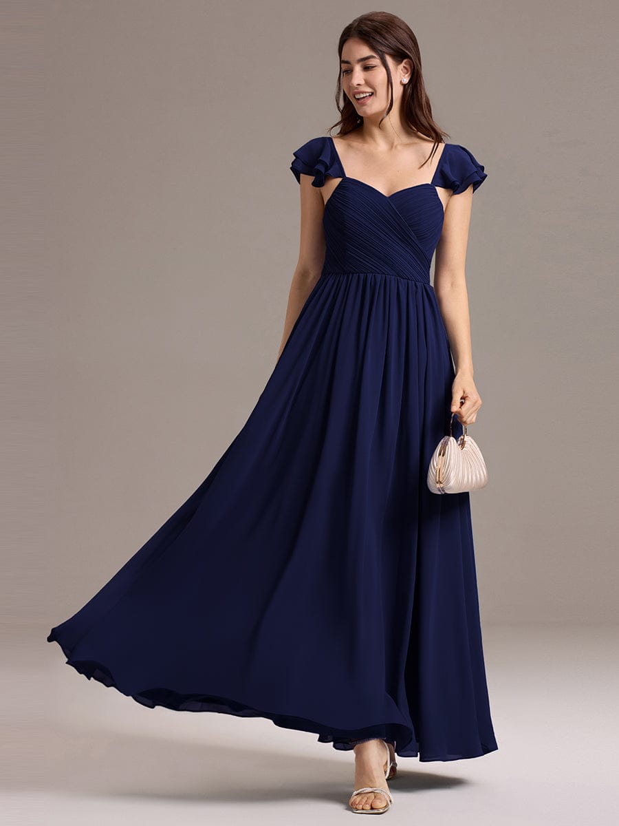 ever CLARKE|A-line Sweetheart Neck Chiffon Maxi Bridesmaid Dress With Ruffle