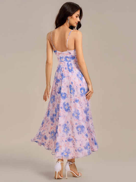ever RUE|Ruffled Floral V-Neck A-line Maxi Bridesmaid Dress