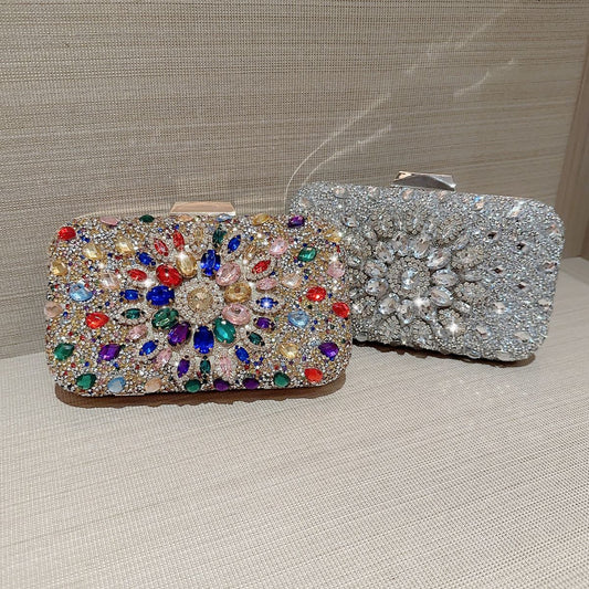 Women's Shiny Rhinestone Diamond Clutch Dress Garment Chain Evening Bags
