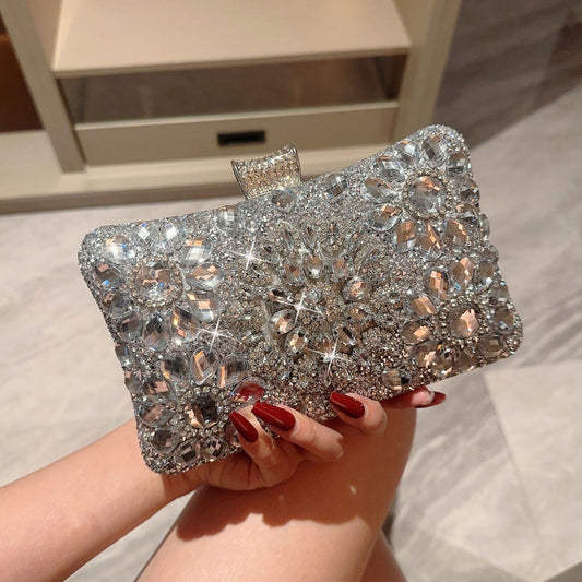 Shiny Sun Rhinestone Box Type Dinner Banquet Evening Bags