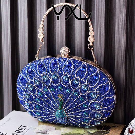 Peacock Diamond Retro Style Party Black Evening Bags