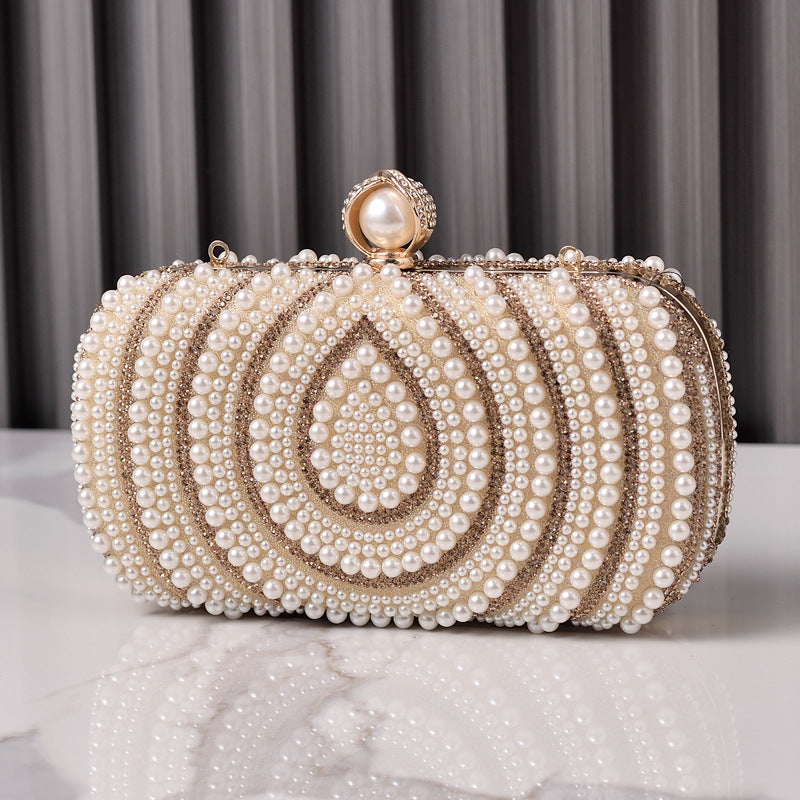 Women's Pearl Fashion Wedding Vintage White Cheongsam Evening Bags