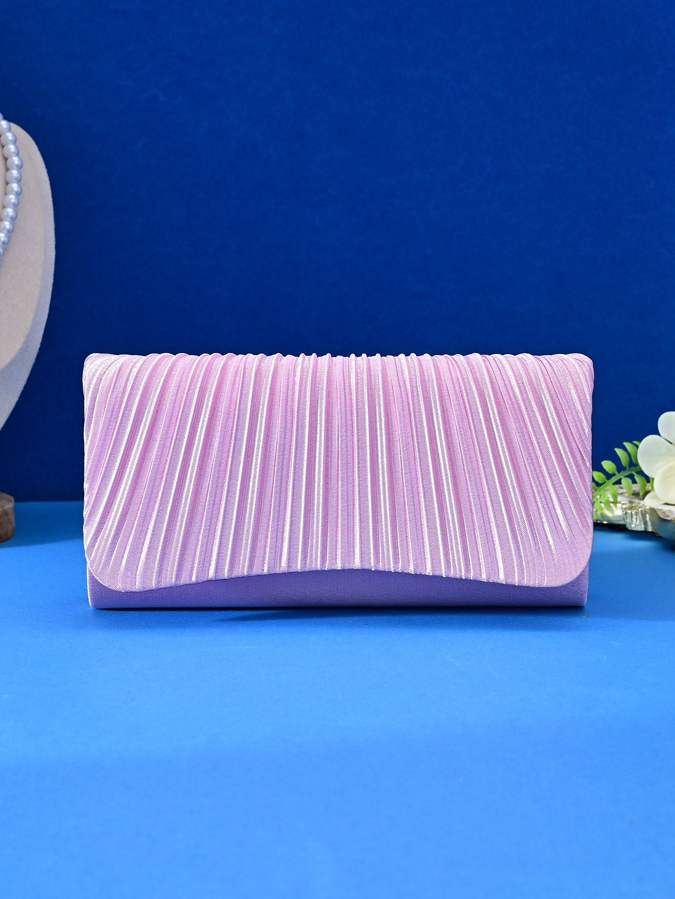 Dinner Graceful Satin Pleated Flap Clutch Banquet Wedding Evening Bags
