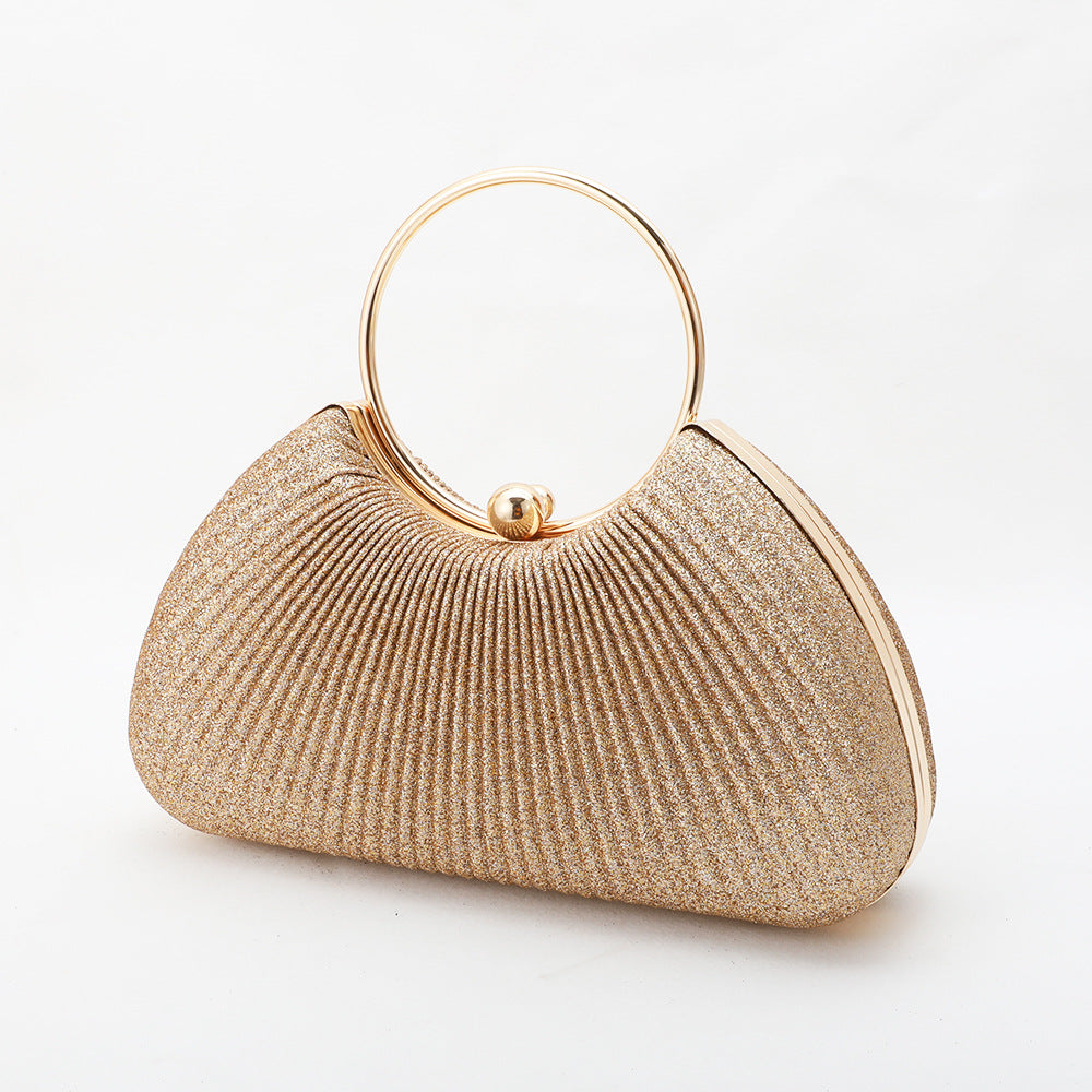 Women's Metal Portable Dinner Pleated Sier Banquet Dress Evening Bags
