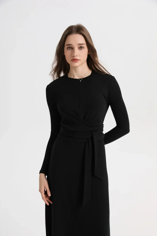 Summer Ribbing Closed-Fit Wrap Top & A-Line Dress High Stretch Matching Set – Chic & Comfortable Women's Outfit