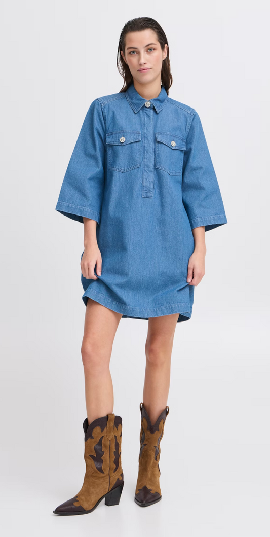 WOMEN'S B.YOUNG KISTINI MID BLUE DENIM DRESS