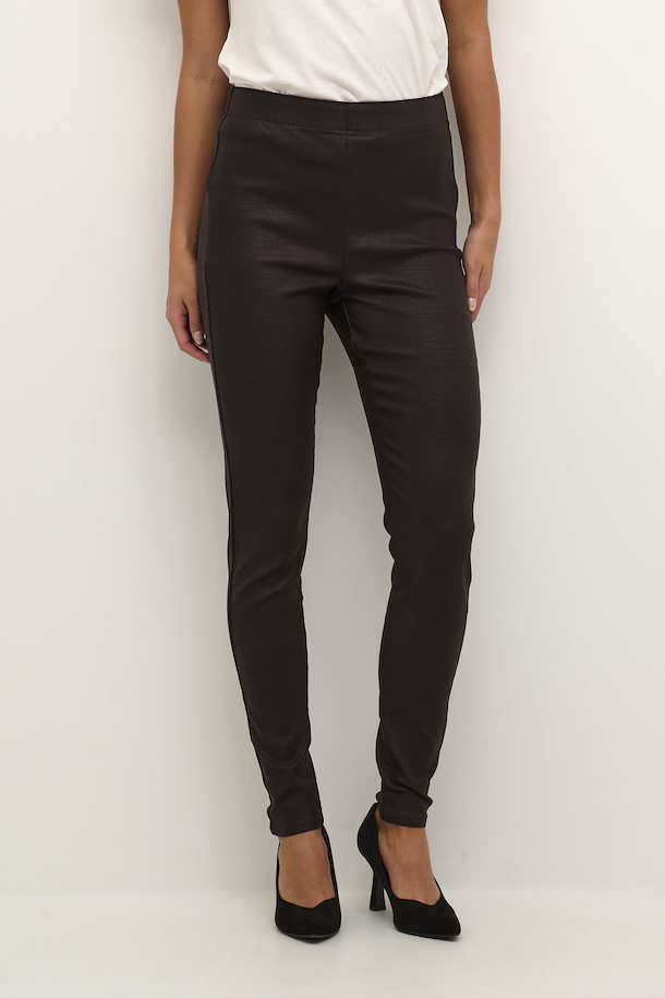 WOMEN'S CREAM TABEA WOVEN DARK BROWN CROC LEGGINGS