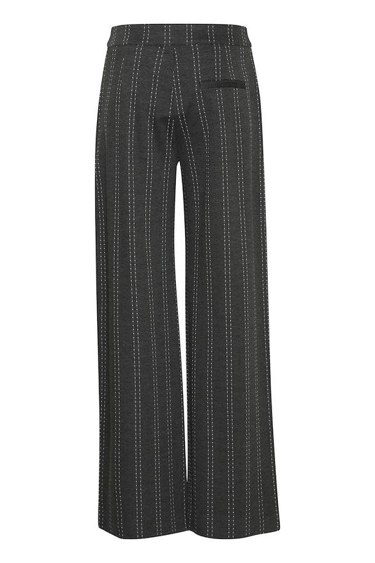 WOMEN'S ICHI RUTI DARK GREY MELANG WIDE PANTS
