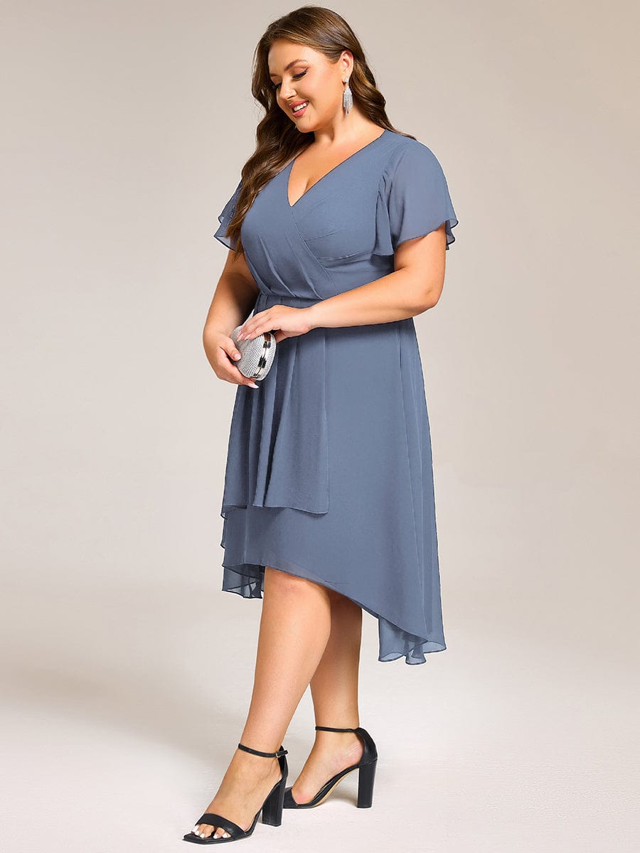 ever CATALEYA|Short Sleeve Ruffled Floral Midi Wedding Guest Dress