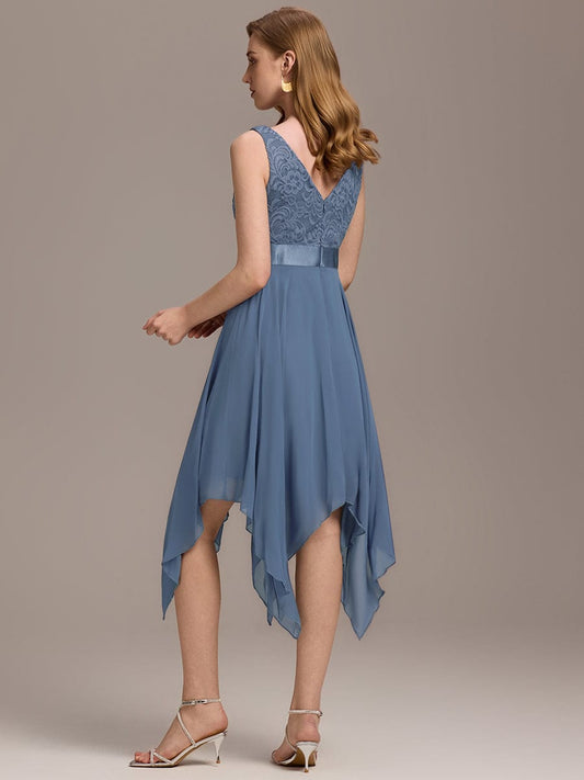 ever COSTA|Stunning V Neck Lace Chiffon Bridesmaid Dress