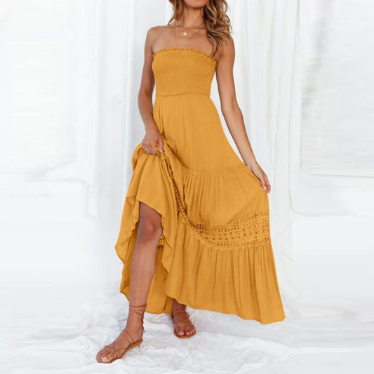 Lace Patchwork Holiday Long Dress