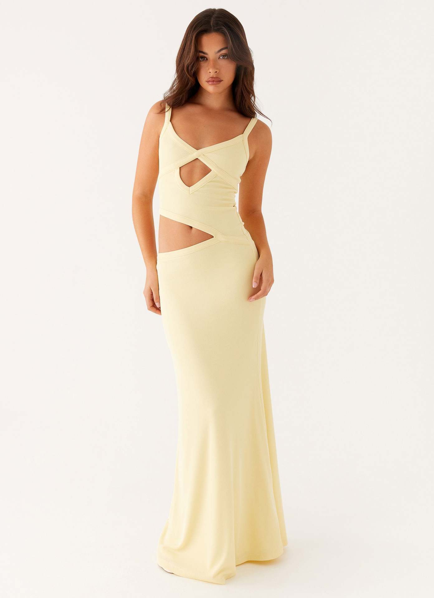 Hollow Irregular Stitching Solid Color Dress