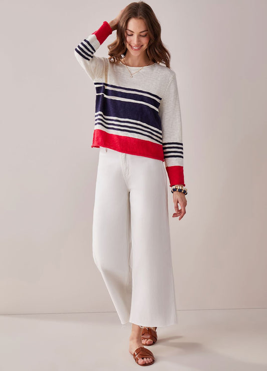 WOMEN'S CHARLIE PAIGE COTTON MARINA SLUB POPOVER SWEATER