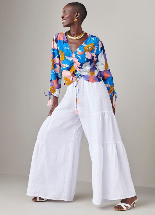 WOMEN'S CHARLIE PAIGE BIBA FLORAL RUCHED TOP