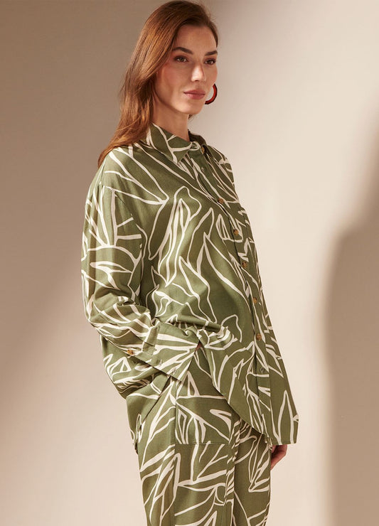 WOMEN'S CHARLIE PAIGE SUMATRAN LINEN BLEND SHIRT