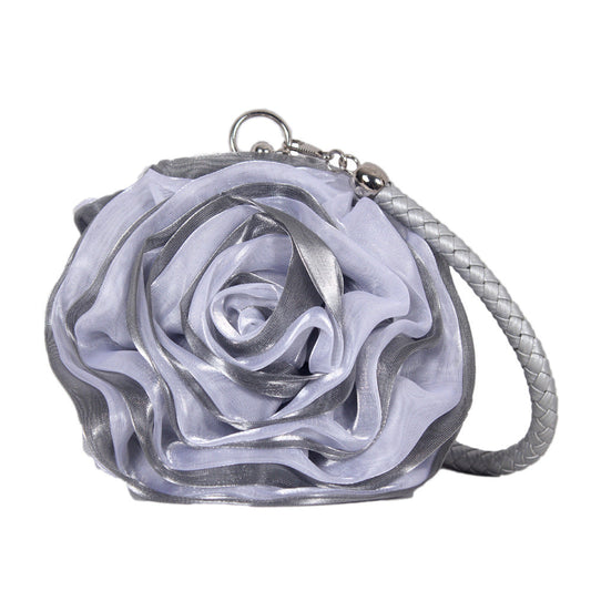 Women's Silk Three-dimensional Flower Dress Portable Bridal Bags