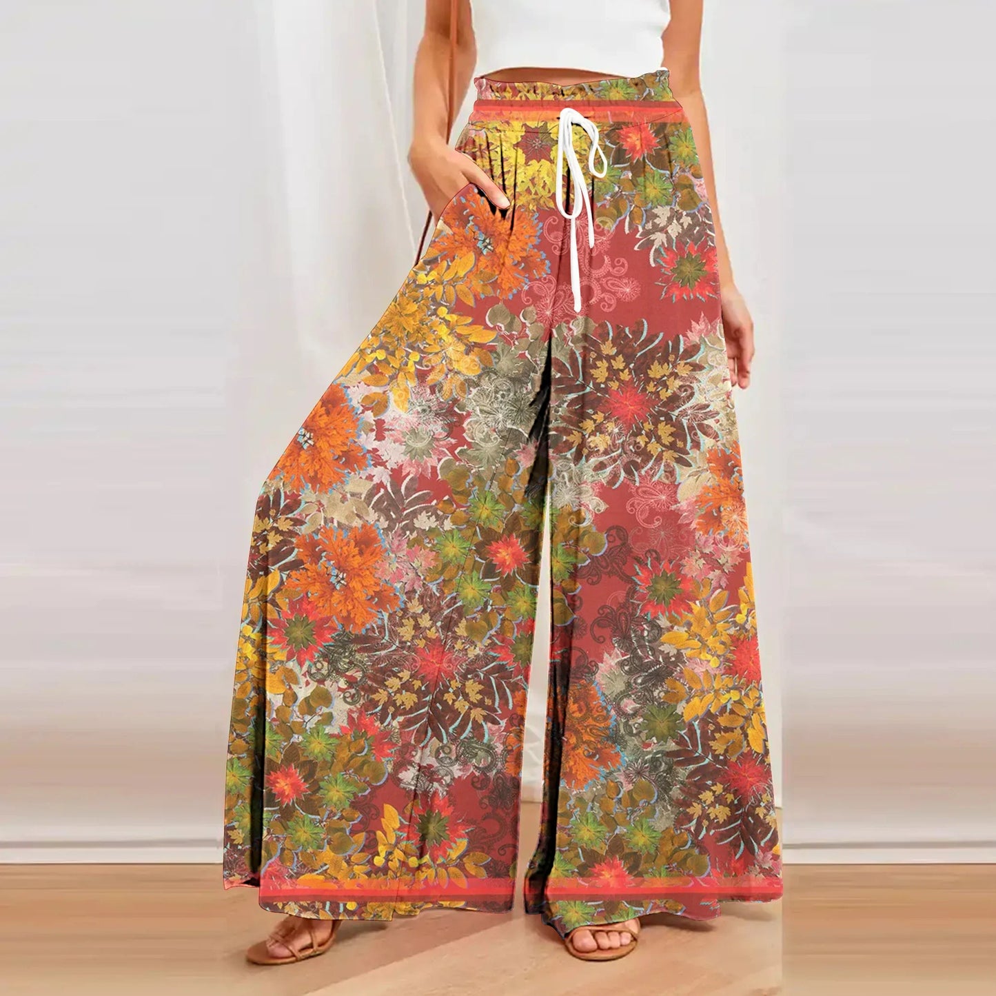 Asia 3D Butterfly Digital Print Casual Breathable Beach Women's Pants 2023 Fall New Yoga Practice Oversized Mop Wide Leg Pants