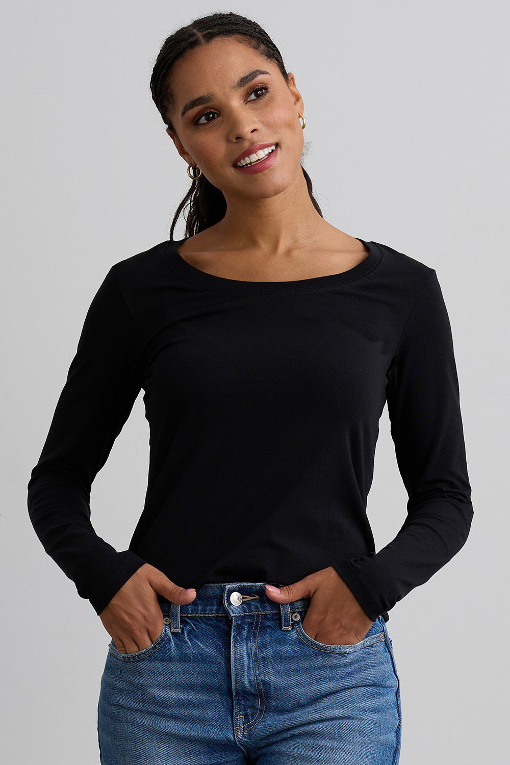 Women's Organic Scoop Neck Long Sleeve Tee