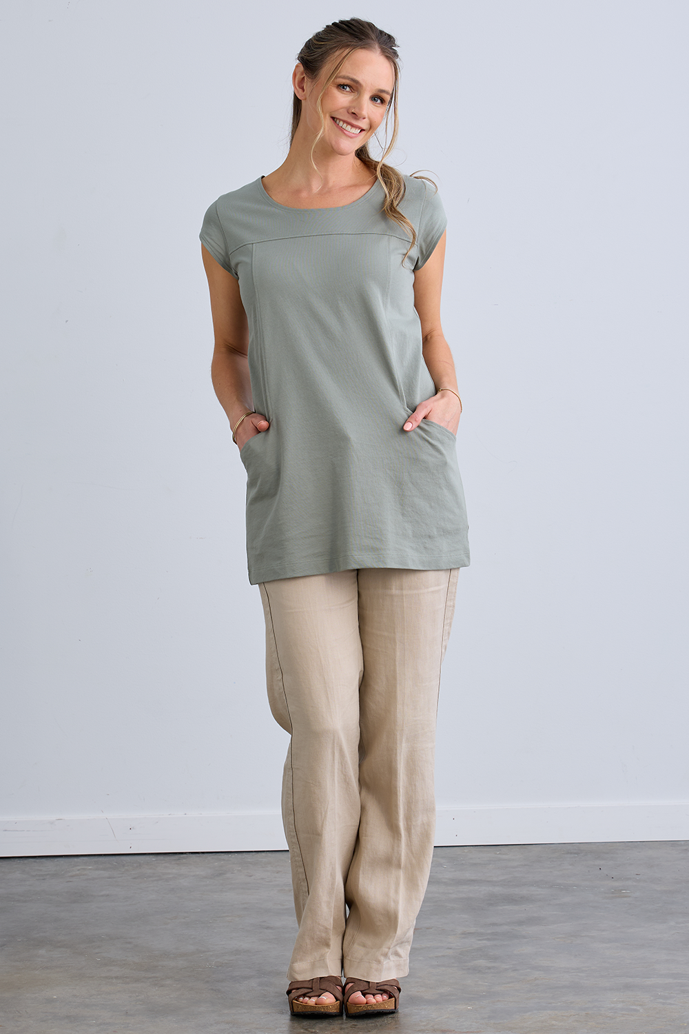 Women's Organic Cotton Cap Sleeve Tunic with Pockets