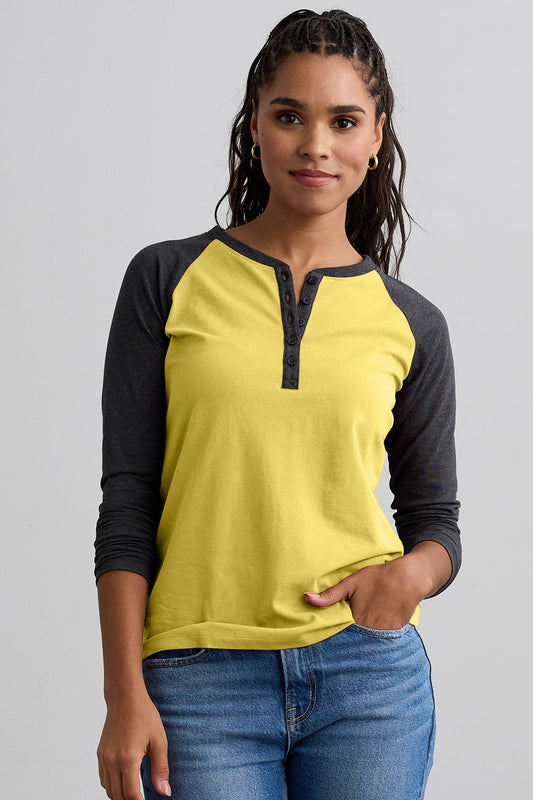 Women's Organic Long Sleeve Raglan Henley
