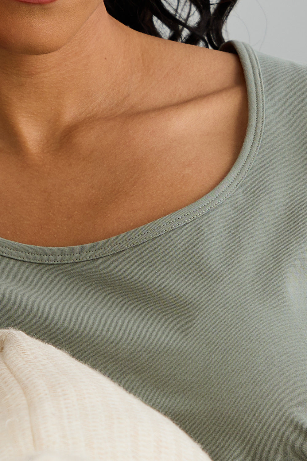 Women's Organic Elbow Sleeve Wide Scoop Neck Tee