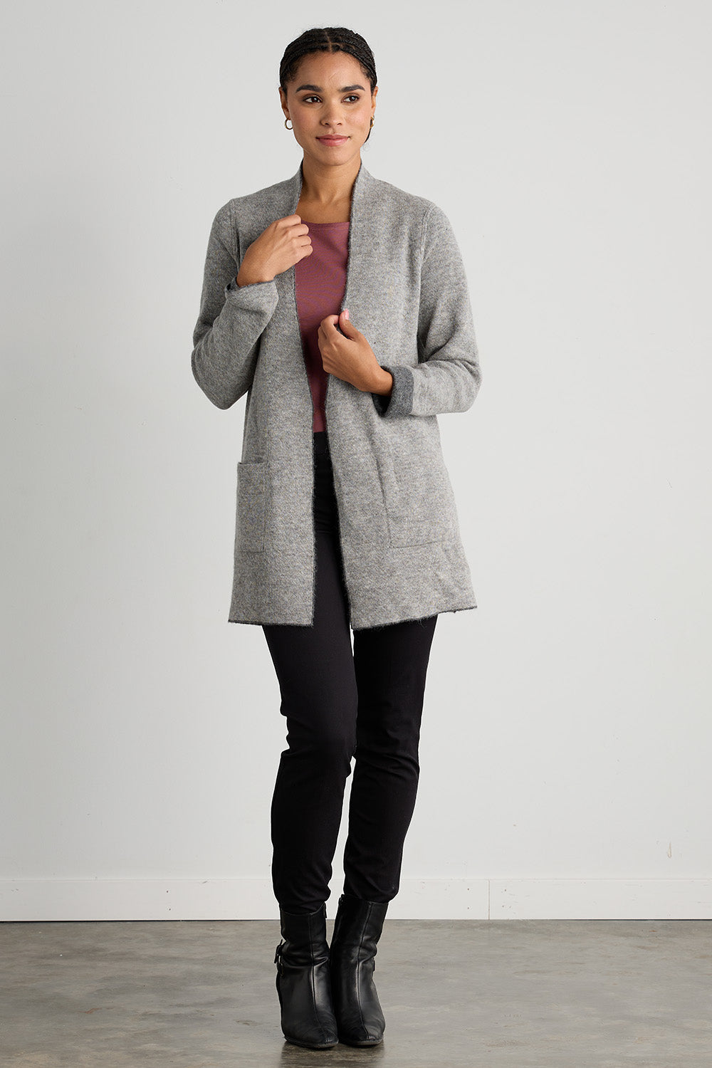 Women's Baby Alpaca Reversible Sweater Jacket