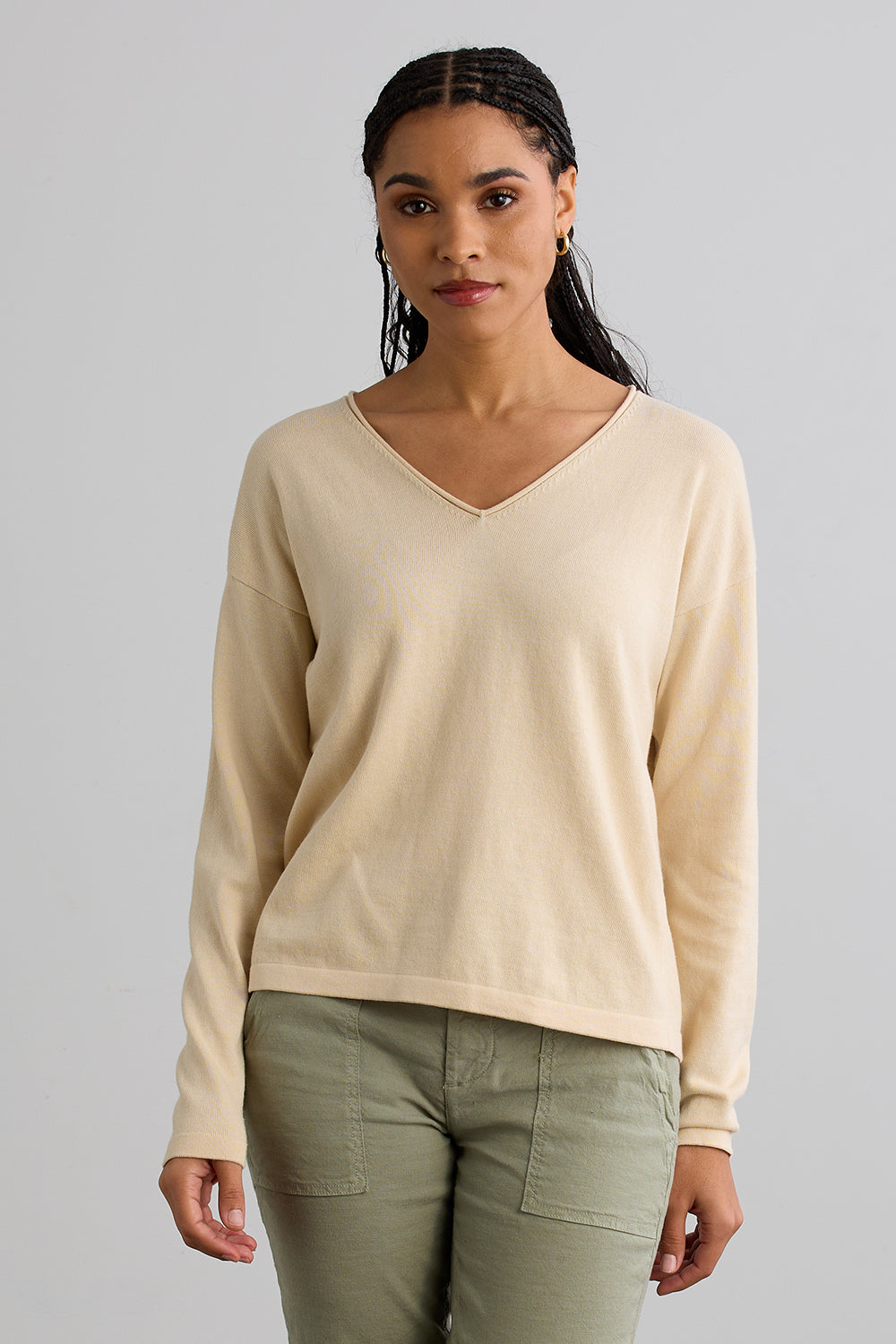 Women's Organic Cotton Relaxed V-Neck Sweater