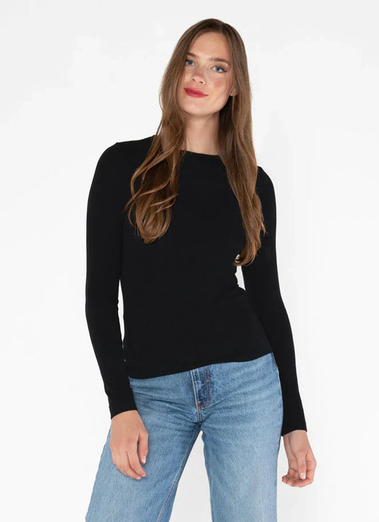 WOMEN'S C'EST MOI BAMBOO LONG SLEEVE CREW NECK TOP/ BLACK