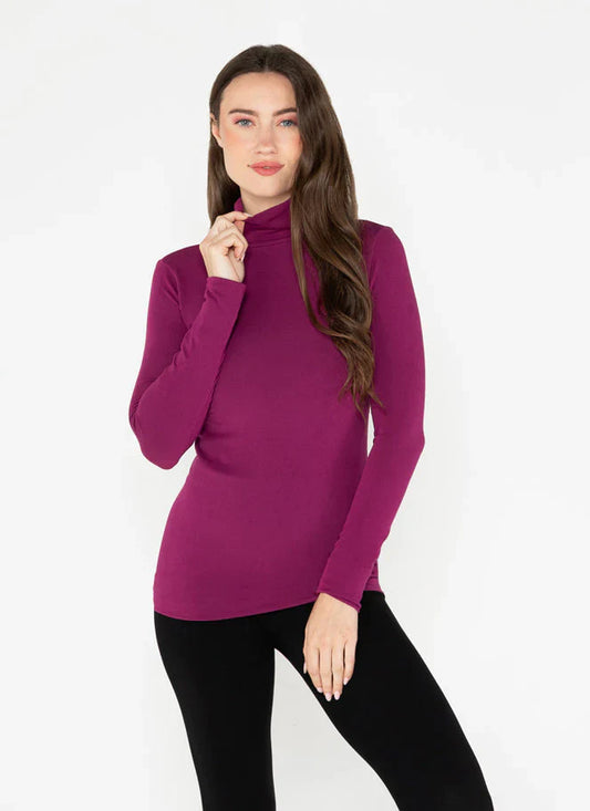 WOMEN'S C'EST MOI BAMBOO TURTLE NECK/ MAGENTA