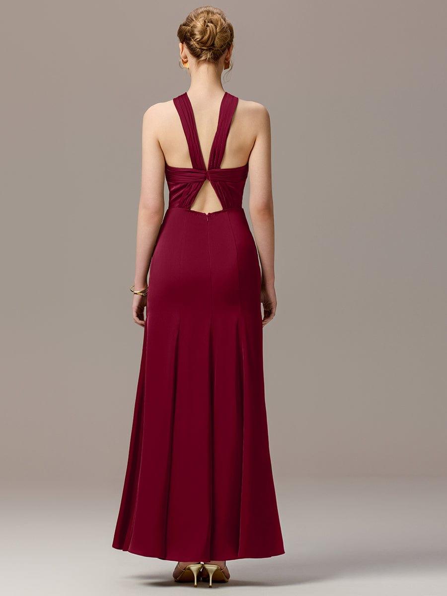 ever BELISSE|Satin Cross Halter Sleeveless Maxi Bridesmaid Dress