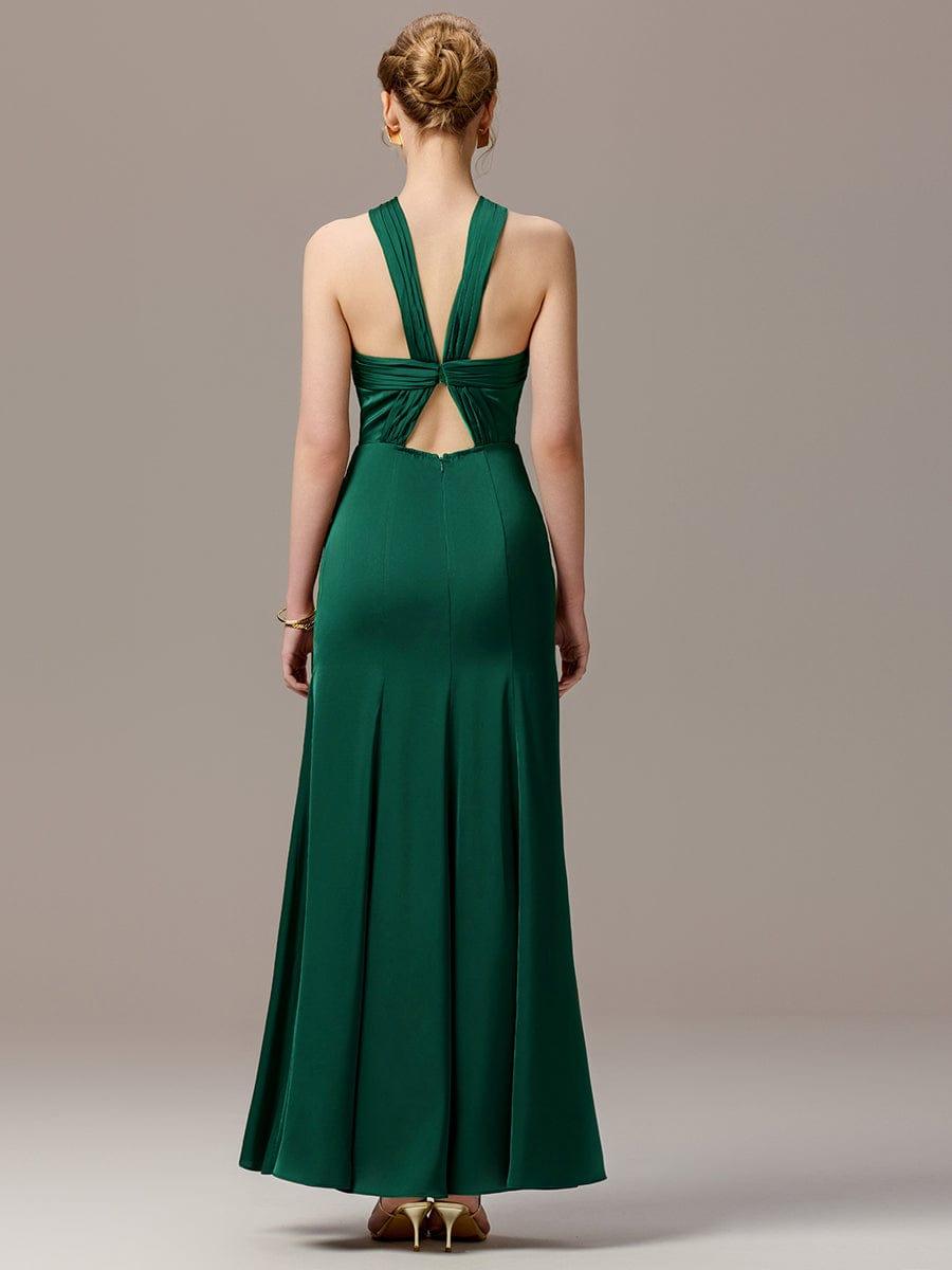 ever BELISSE|Satin Cross Halter Sleeveless Maxi Bridesmaid Dress