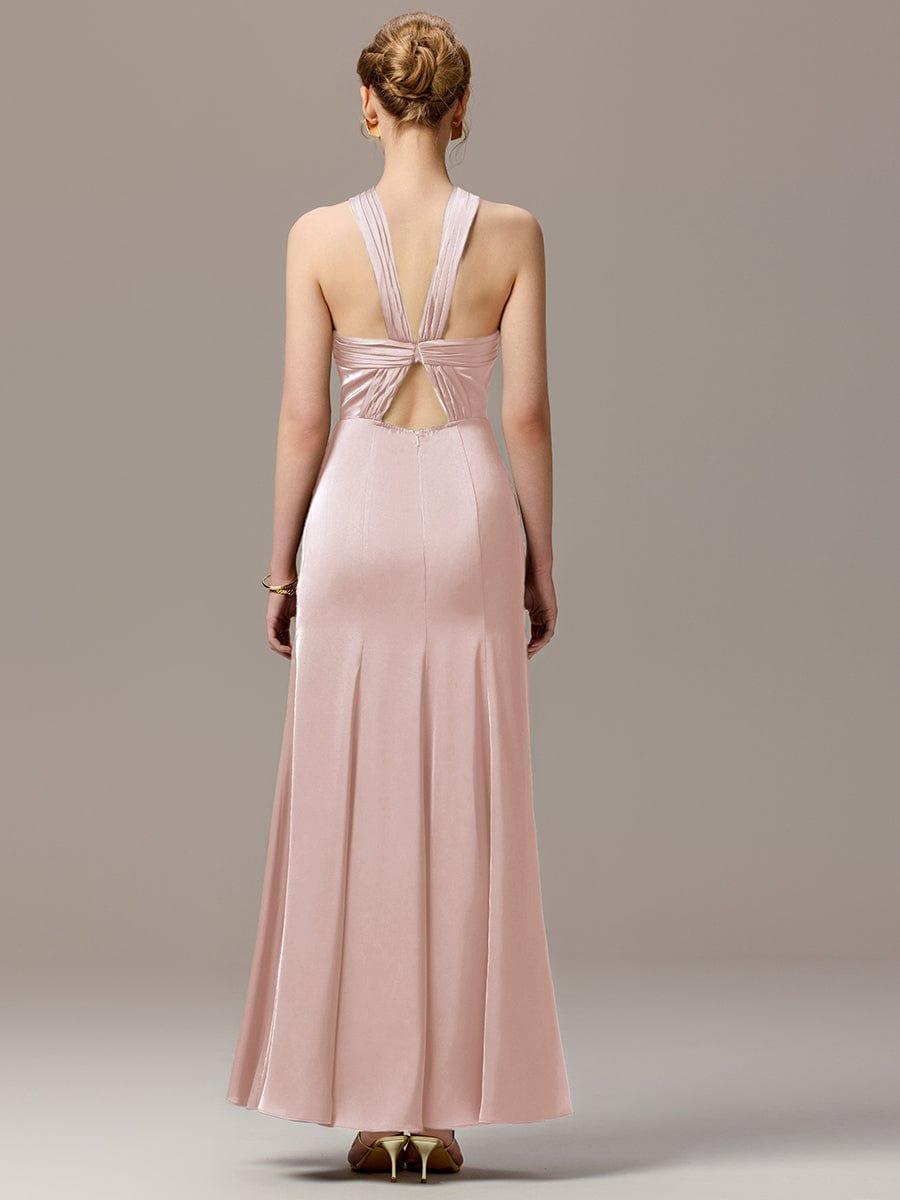 ever BELISSE|Satin Cross Halter Sleeveless Maxi Bridesmaid Dress