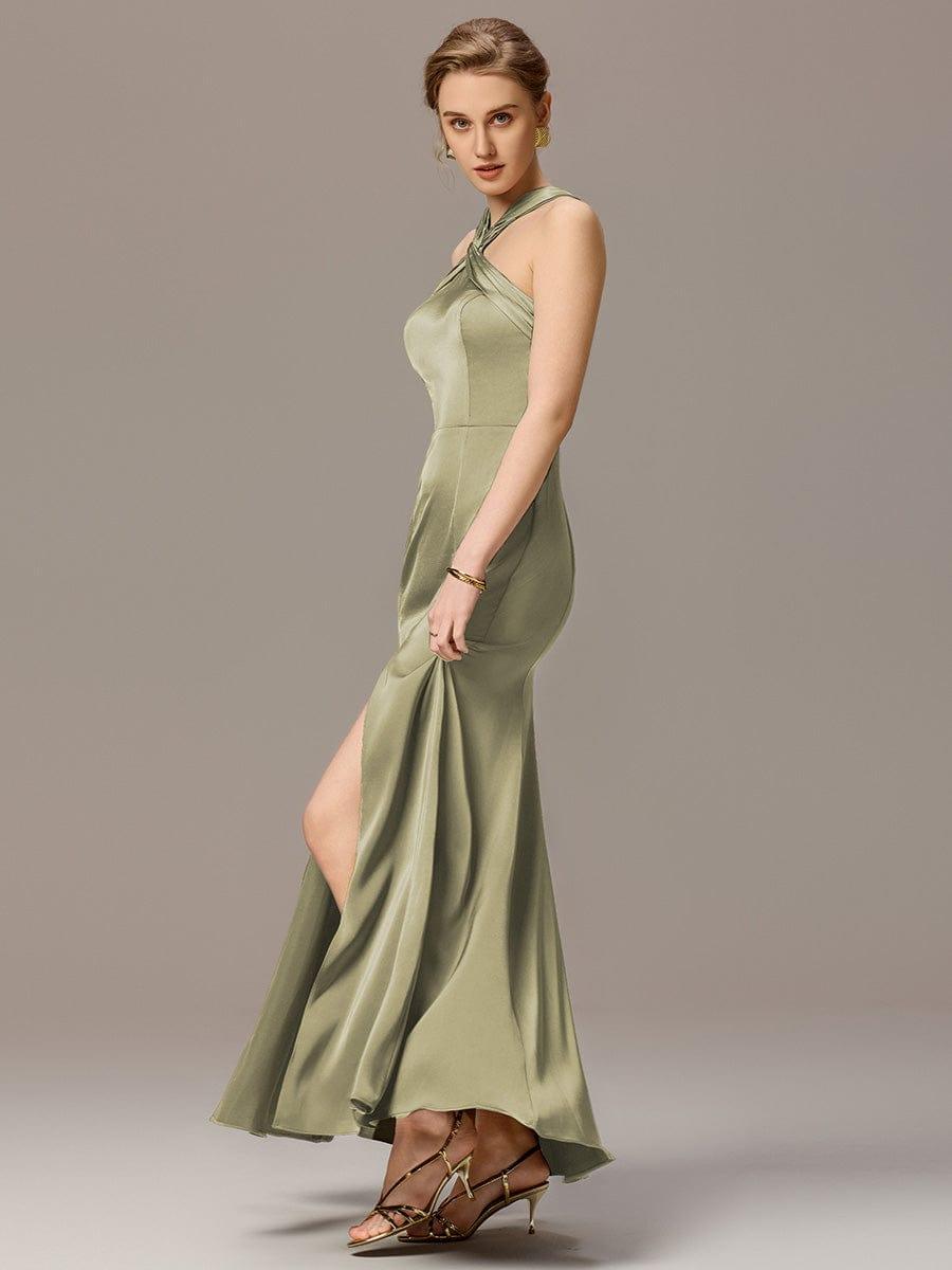 ever BELISSE|Satin Cross Halter Sleeveless Maxi Bridesmaid Dress