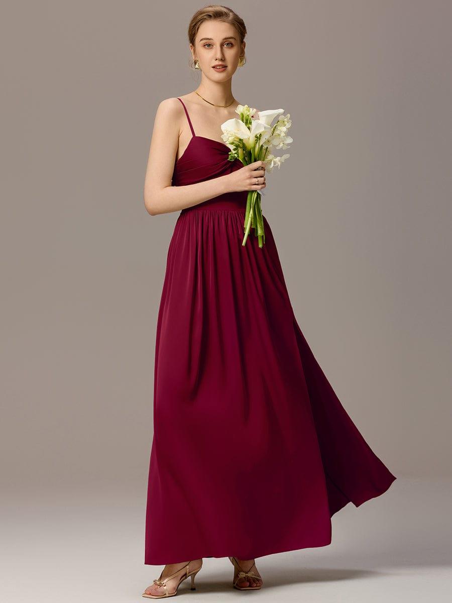 ever BELISSE|Satin Pleated Back-Tie Sleeveless Maxi Bridesmaid Dress