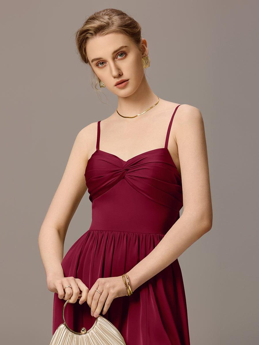 ever BELISSE|Satin Pleated Back-Tie Sleeveless Maxi Bridesmaid Dress