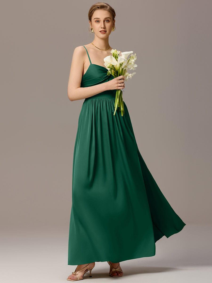 ever BELISSE|Satin Pleated Back-Tie Sleeveless Maxi Bridesmaid Dress