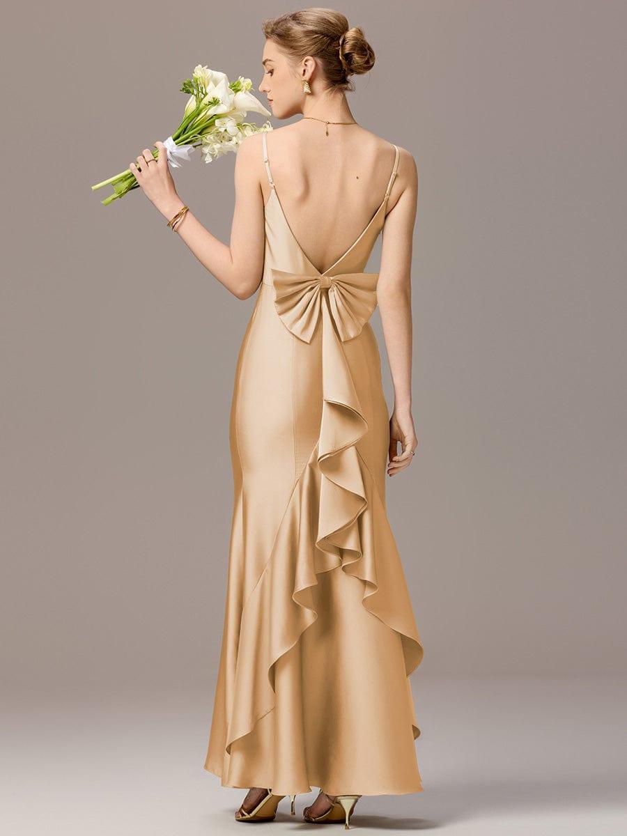 ever BELISSE|Designer Mermaid Bow Ruffled Satin Maxi Bridesmaid Dress